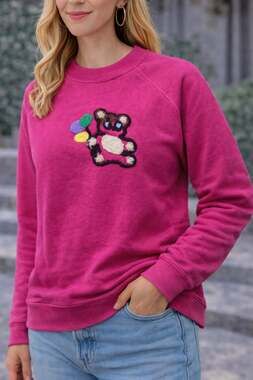Vintage 90s  Sleepy Teddy Bears Graphic Pink Crewneck Sweatshirt
